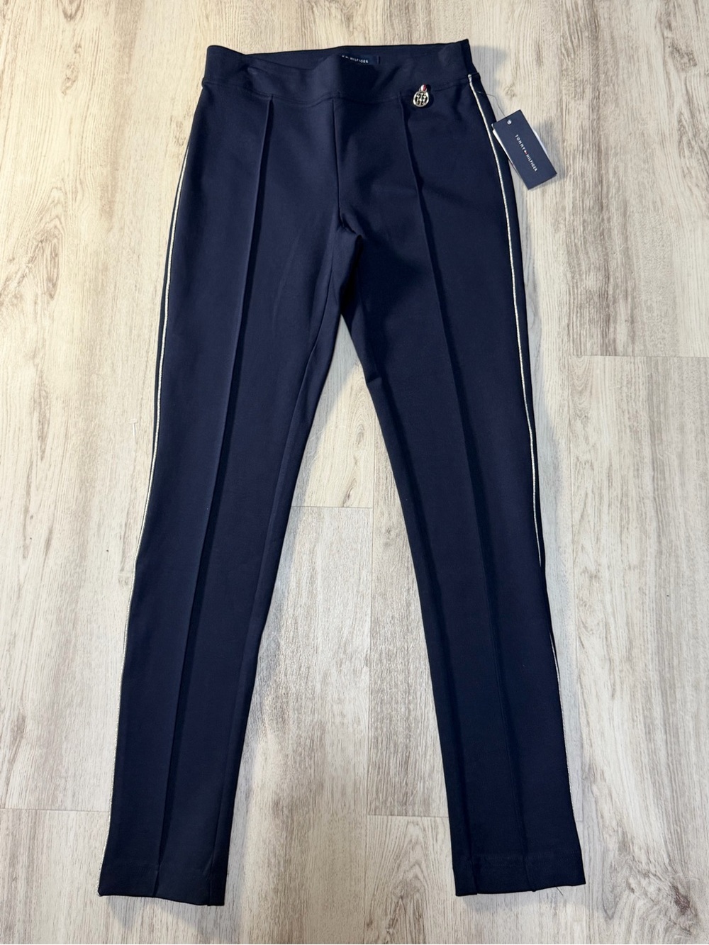 Tommy Hilfiger Men's Navy Dress Pants with White Side Stripe